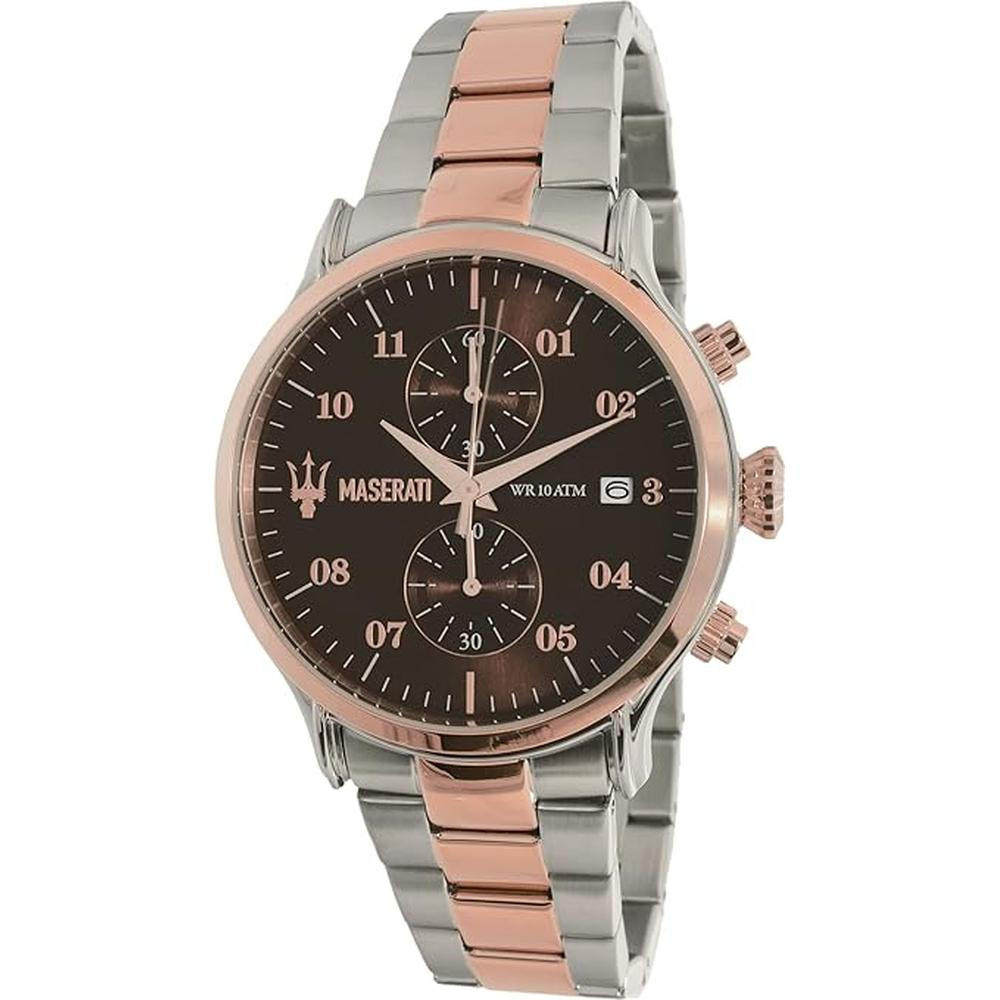 Maserati Epoca Chronograph Two‑Tone Stainless Steel Mens Watch With Rose‑Gold Accents And Brown Dial - R8873618001